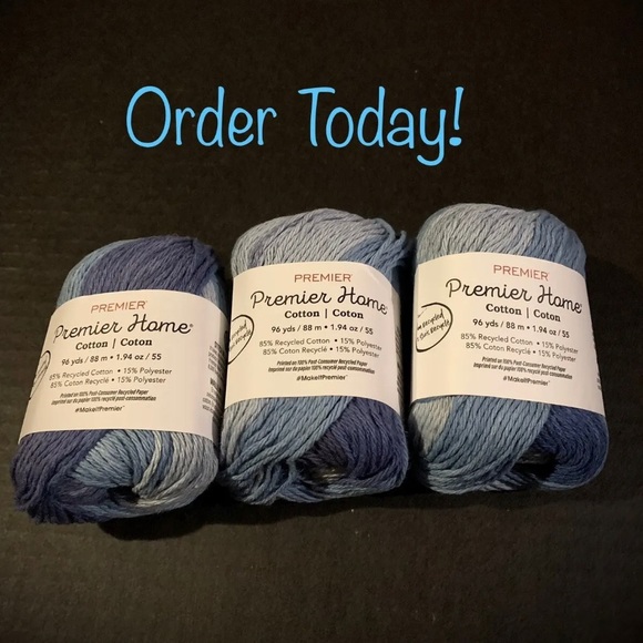 3 Skeins - Premier Multi Blue Colored Cotton Yarn - Picture 4 of 4
